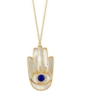Brent Neale Look-alike and Mother of Pearl Gold Plated Hamsa Pendant- New- Cus…